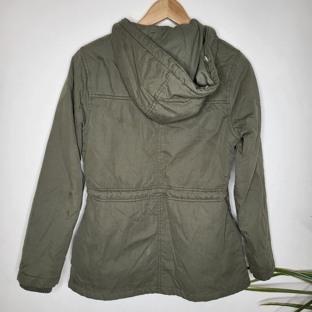 Khaki Cinched Waist Parka Jacket - Picture 7 of 11